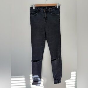 Topshop Black Ripped Skinny Jeans
